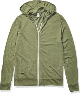 Alternative Men's Hoodie, Eco Zip Up Camo Triblend Jersey Hooded Sweatshirt