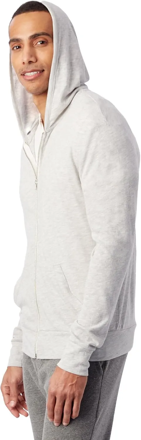 Alternative Men's Hoodie, Eco Zip Up Camo Triblend Jersey Hooded Sweatshirt