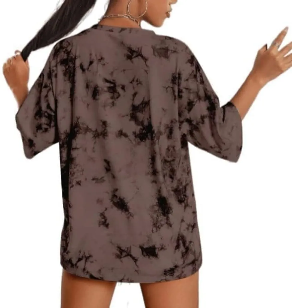 Avanova Women Letter Graphic Print Oversized Tee Shirt Short Sleeve Loose Fit Tops