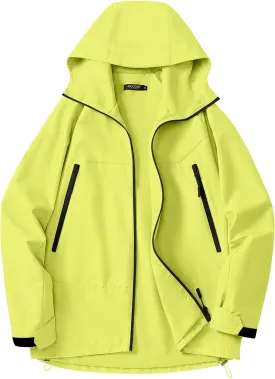 Avoogue Rain Jacket for Women Loose Fit Waterproof Lightweight Lined Rain Coat Hiking Windbreaker Jacket with Hood