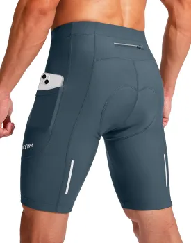Bikewa Men's Bike Shorts 3D Padded Cycling Road Biking Mountain Riding Biker Bicycle UPF 50  Cycle Shorts Zipper Pockets