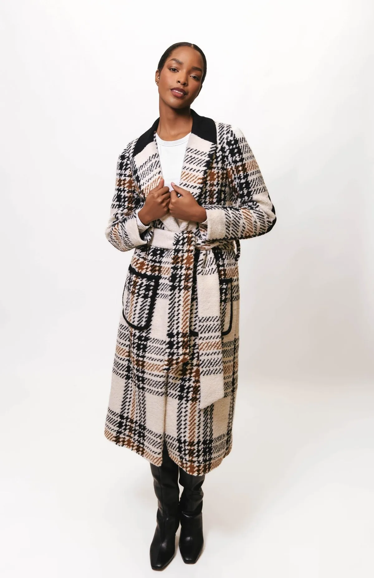 Black And White Plaid Kels Midi Coat