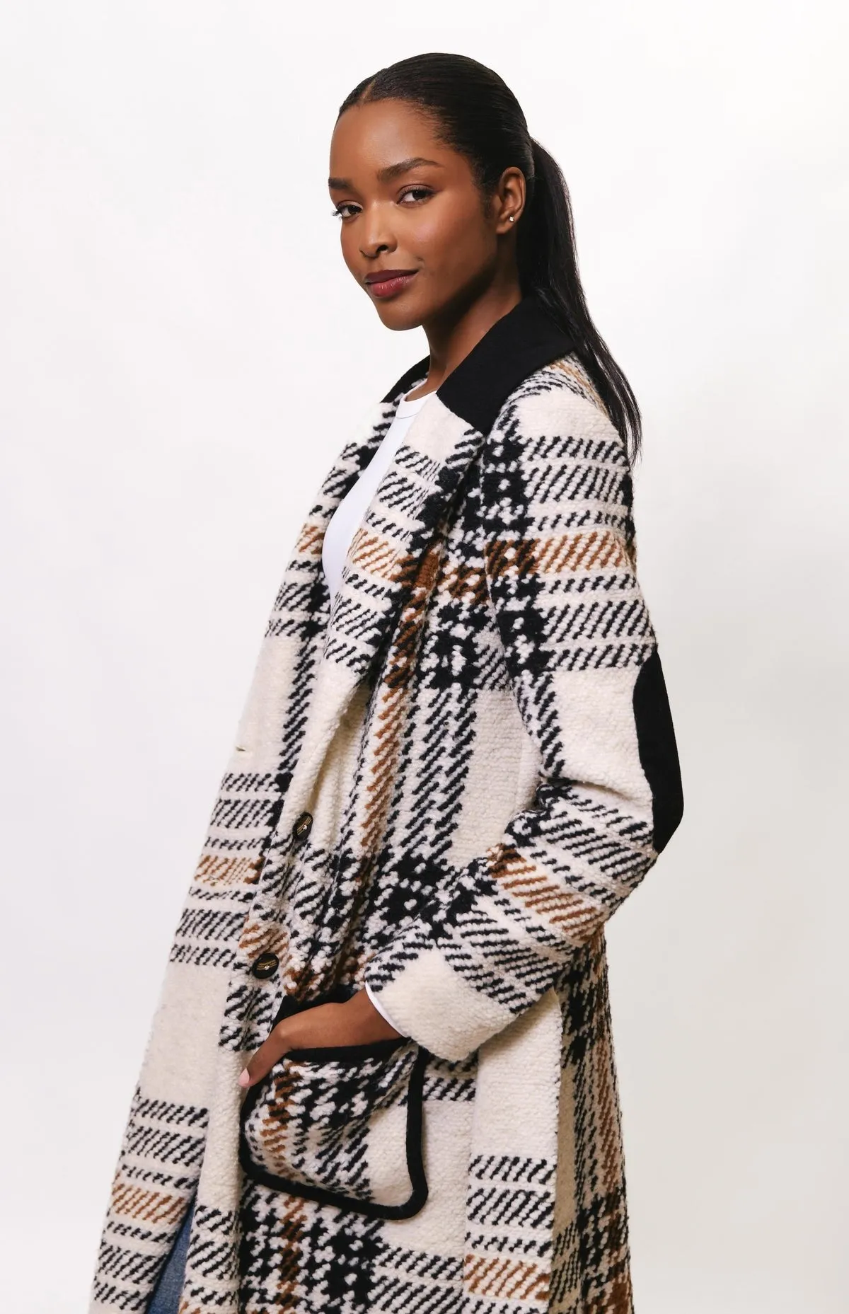 Black And White Plaid Kels Midi Coat