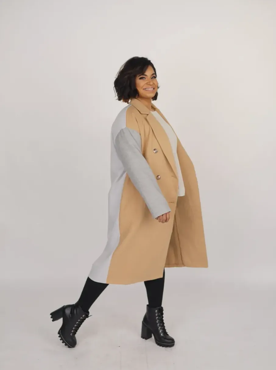 Camel & Gray Colorblock Coat