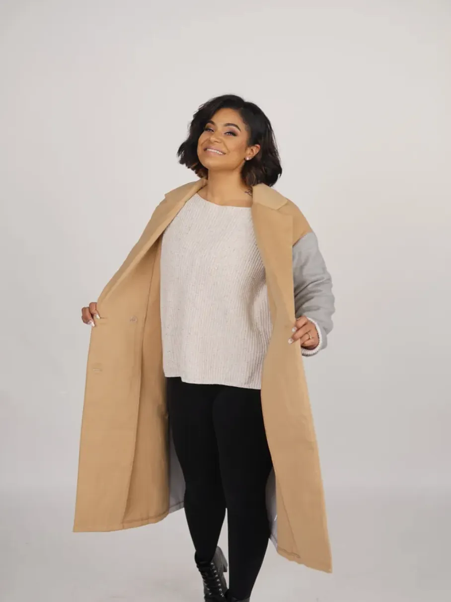 Camel & Gray Colorblock Coat