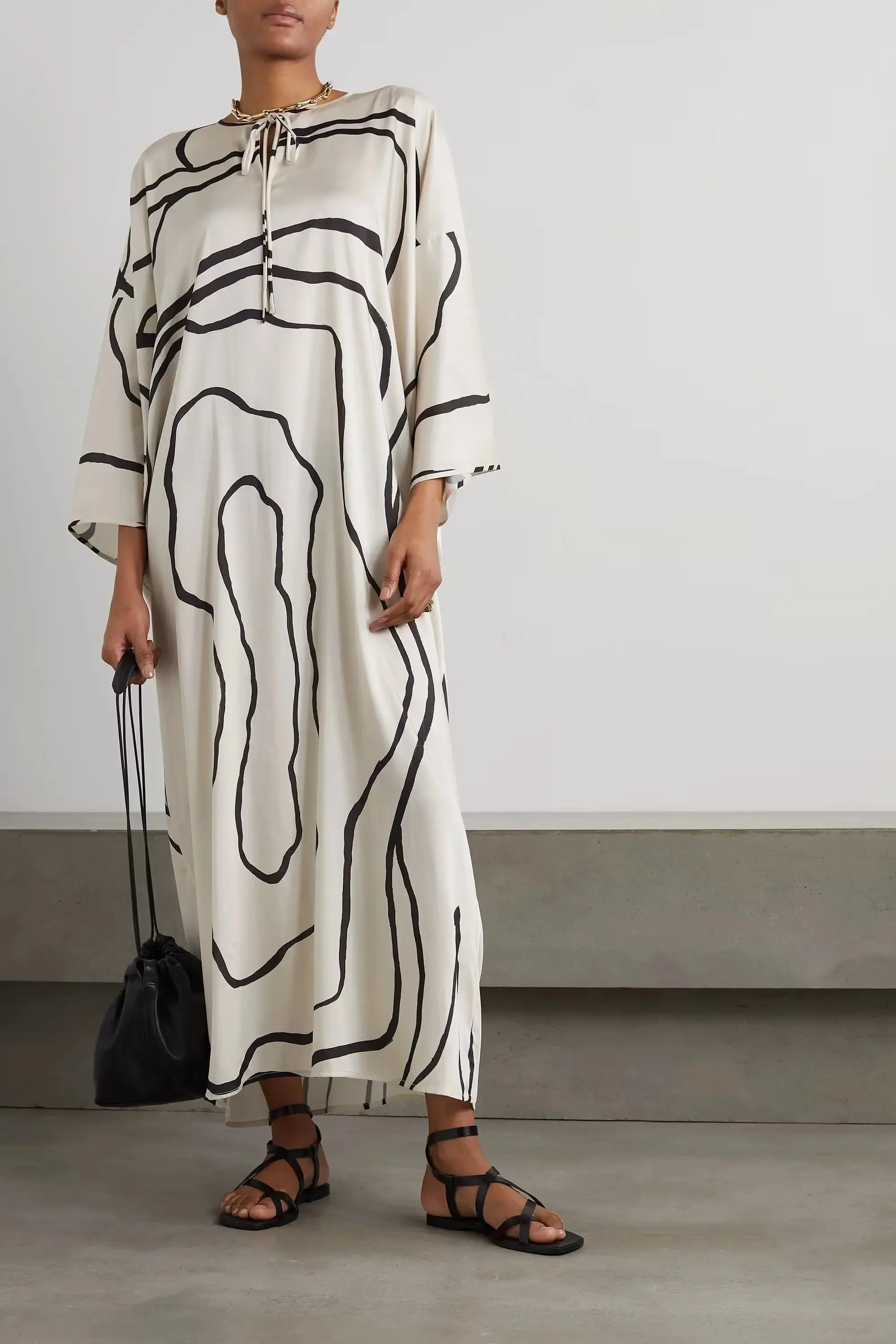 Classic Kaftan Stripe Pattern Dress