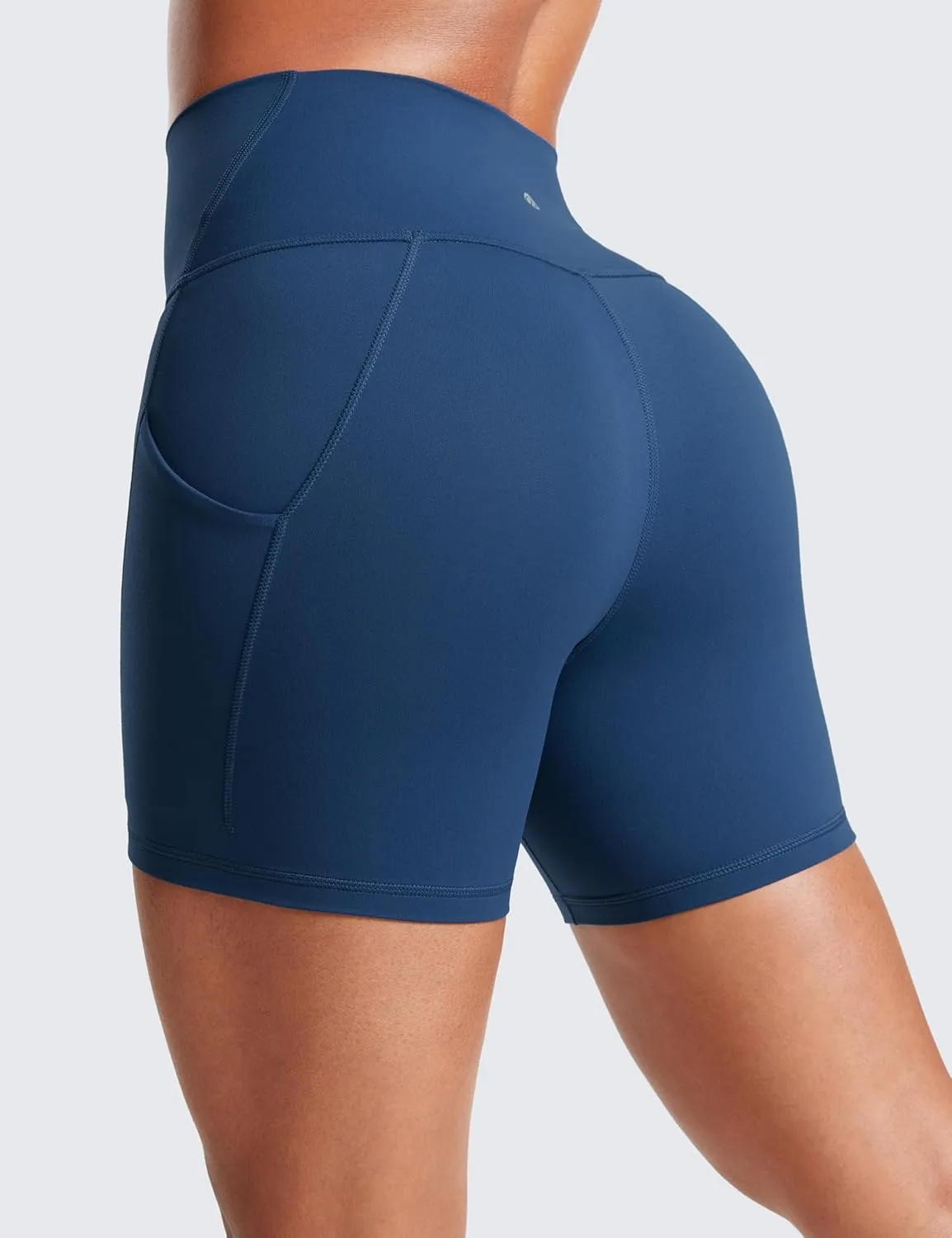 CRZ YOGA Womens Butterluxe Biker Shorts with Pockets 5 Inches - High Waisted Volleyball Workout Athletic Yoga