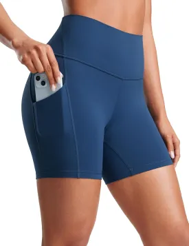 CRZ YOGA Womens Butterluxe Biker Shorts with Pockets 5 Inches - High Waisted Volleyball Workout Athletic Yoga
