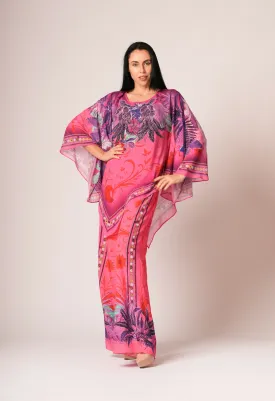 ELT Women Abaya Fuchsia Dress Printed Colorful Elegant Comfortable 9354 Model