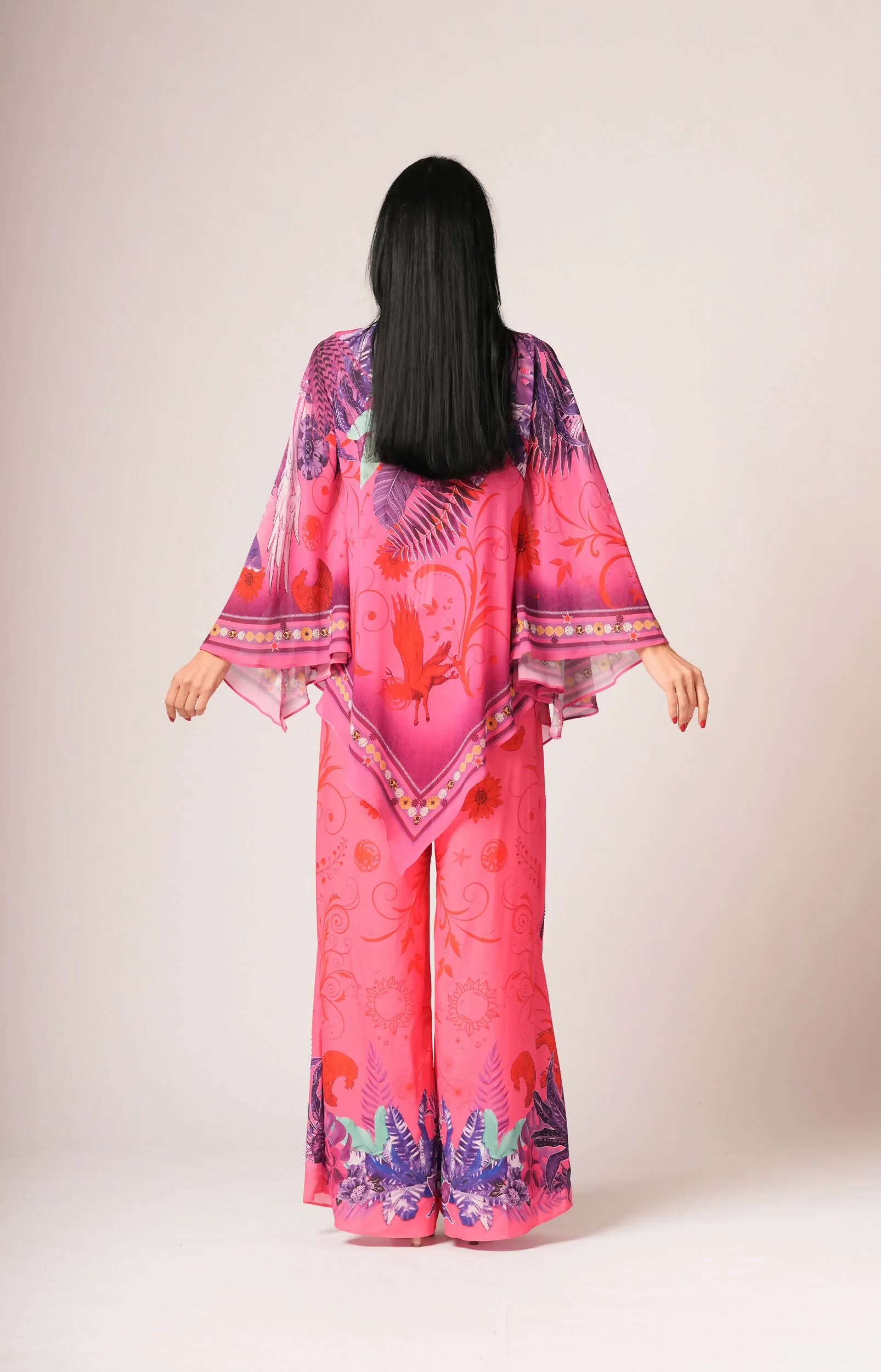 ELT Women Abaya Fuchsia Dress Printed Colorful Elegant Comfortable 9354 Model