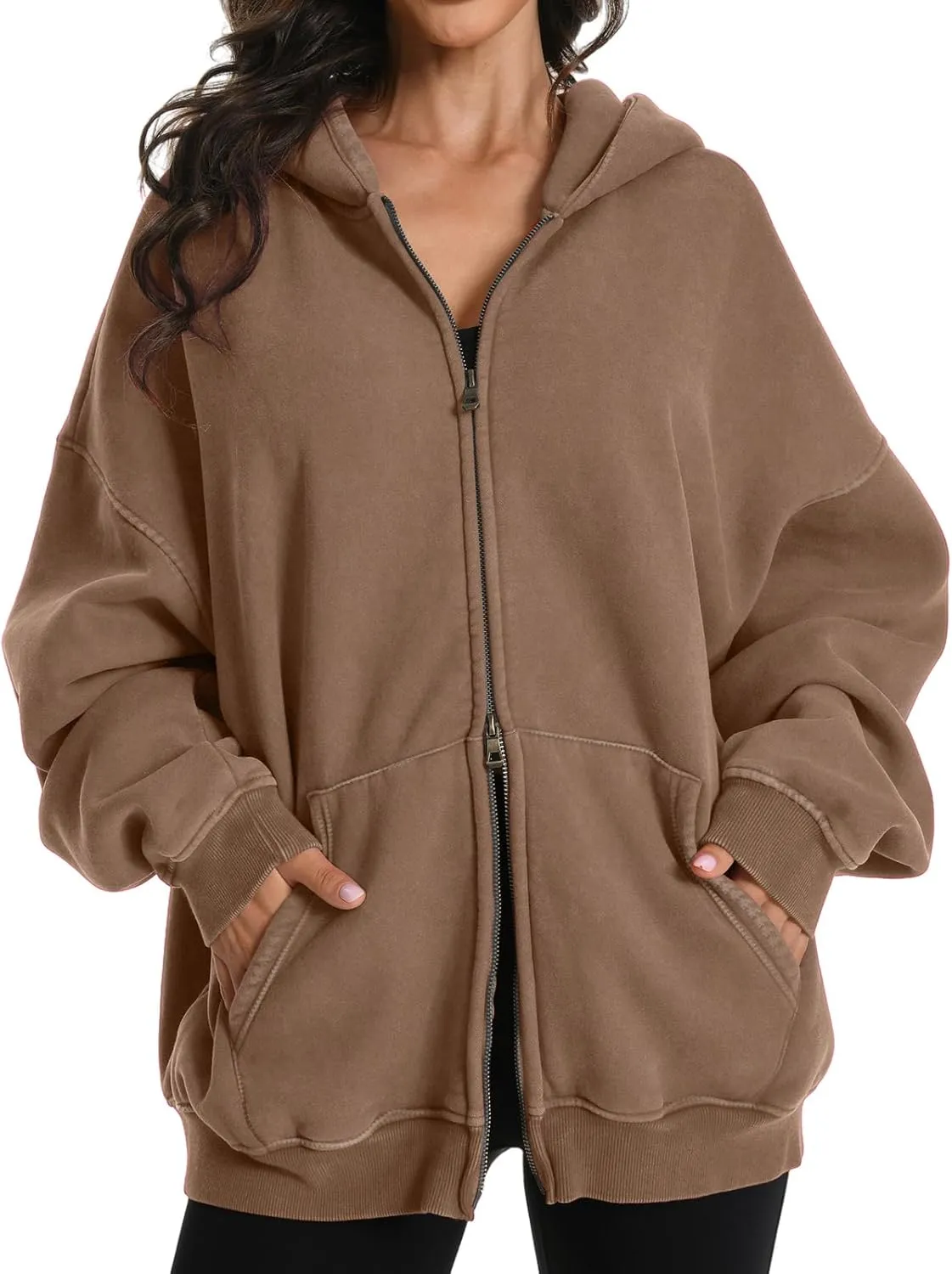 FAIABLE Womens Mens Zip Up Hoodie Oversized Acid Wash Hoodies Heavyweight Distress Cotton Fleece Zipper Hoodie Vintage