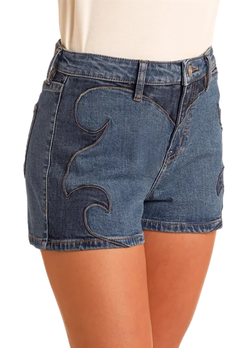 Front Yoke Detail Denim Shorts Rock & Roll Denim