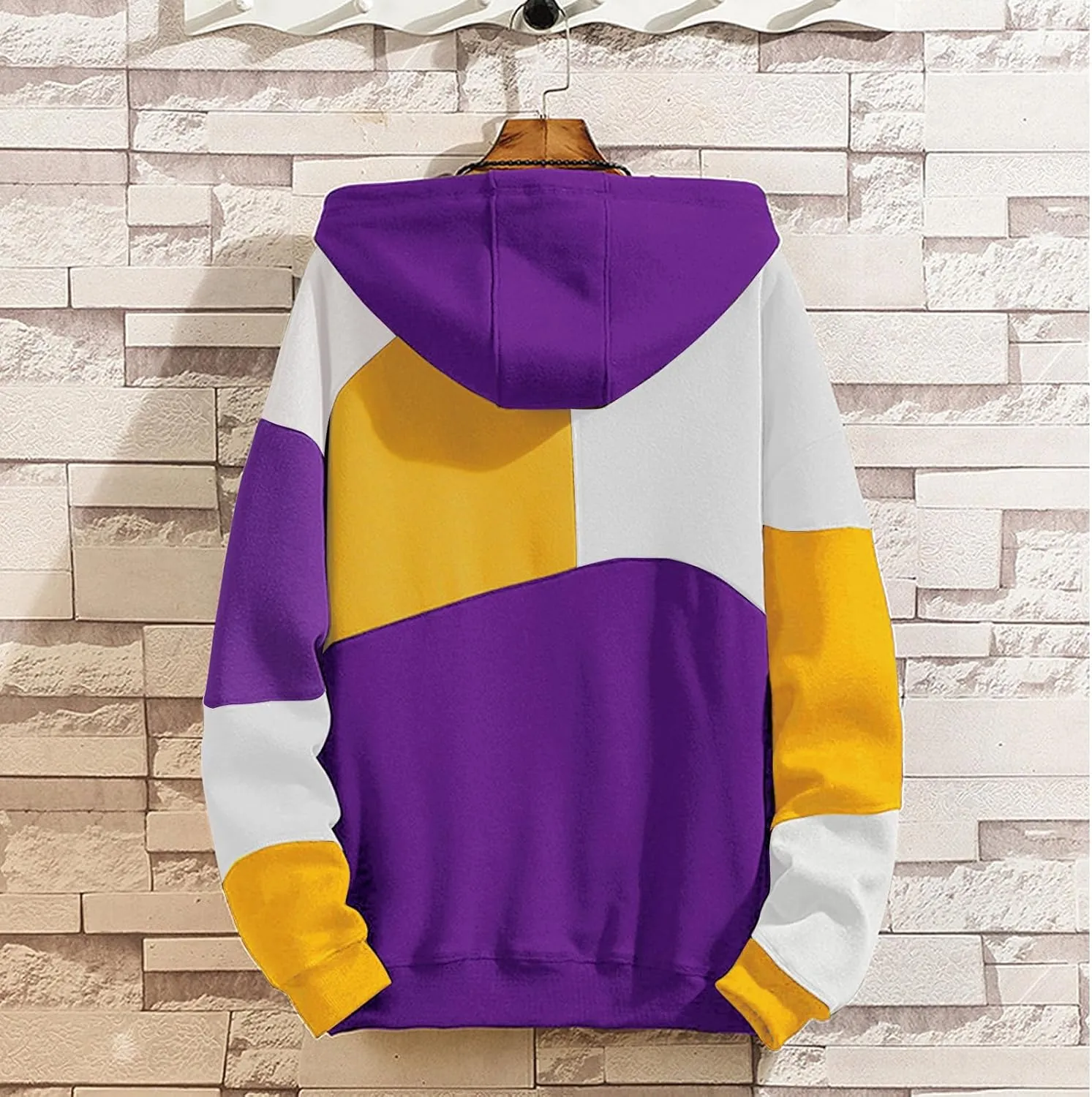 Hoodies for Men Color Block Hoodie with Design Hip Hop Colorful Hooded Pullover Novelty Sweatshirt