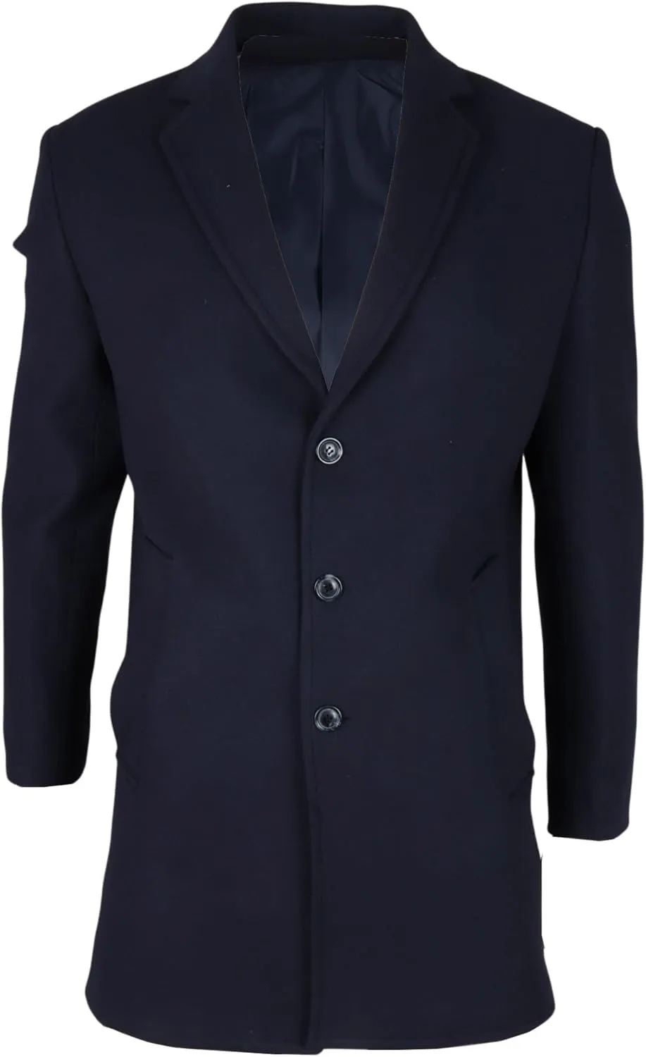 Infinity Leather Men's Wool Blend Overcoat Notched Lapel Winter Trench Coat Jacket