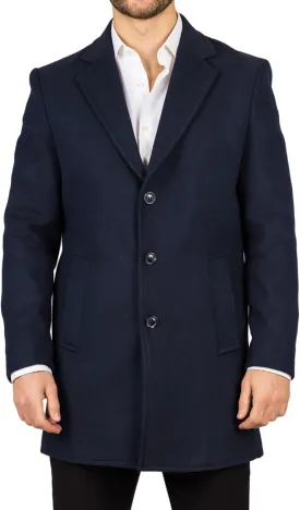 Infinity Leather Men's Wool Blend Overcoat Notched Lapel Winter Trench Coat Jacket