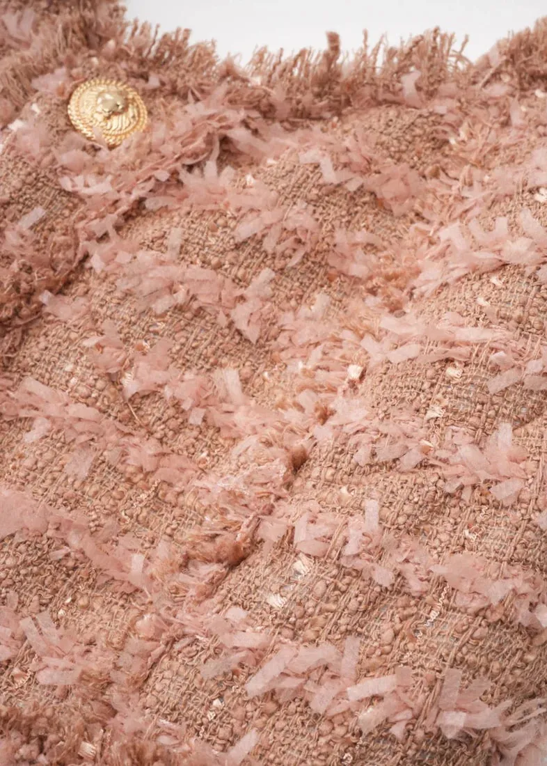 June Buttoned Tweed Mini Dress