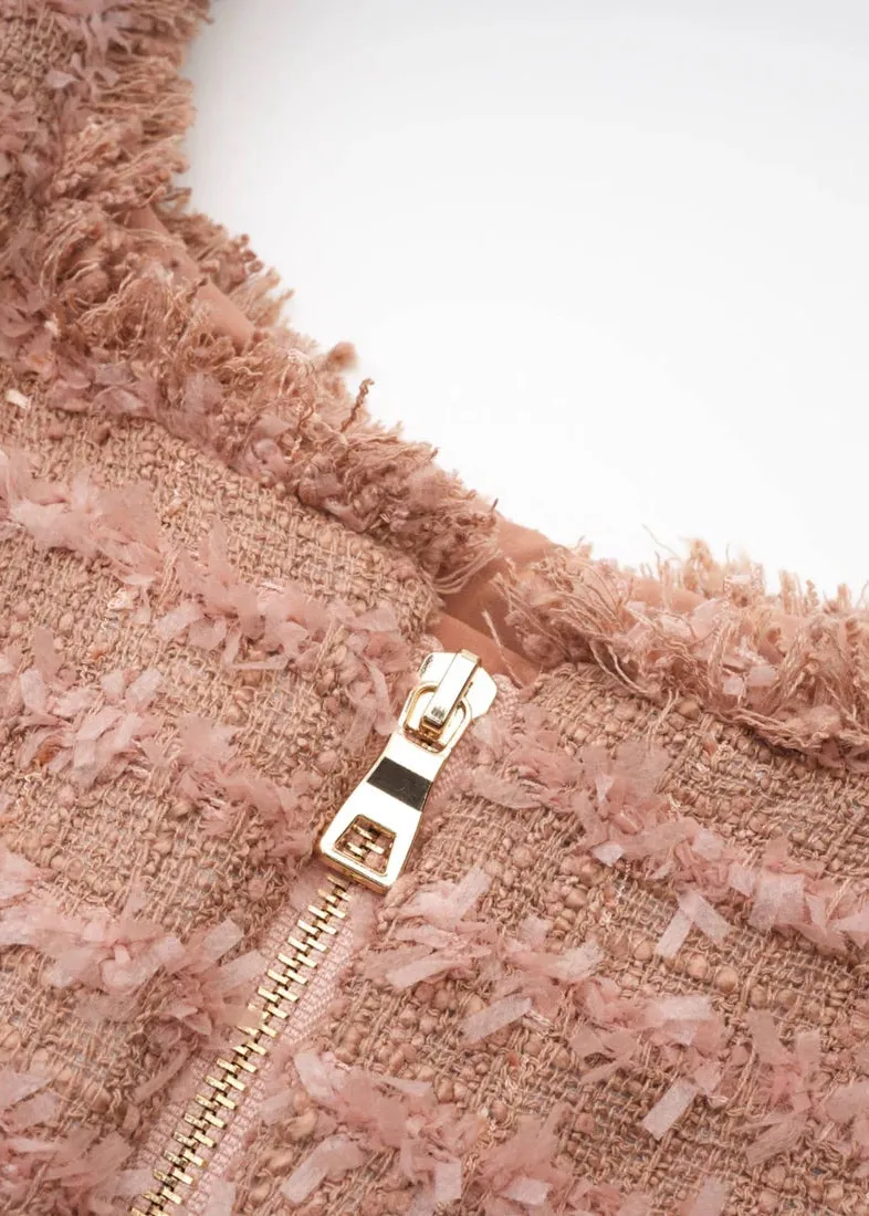 June Buttoned Tweed Mini Dress