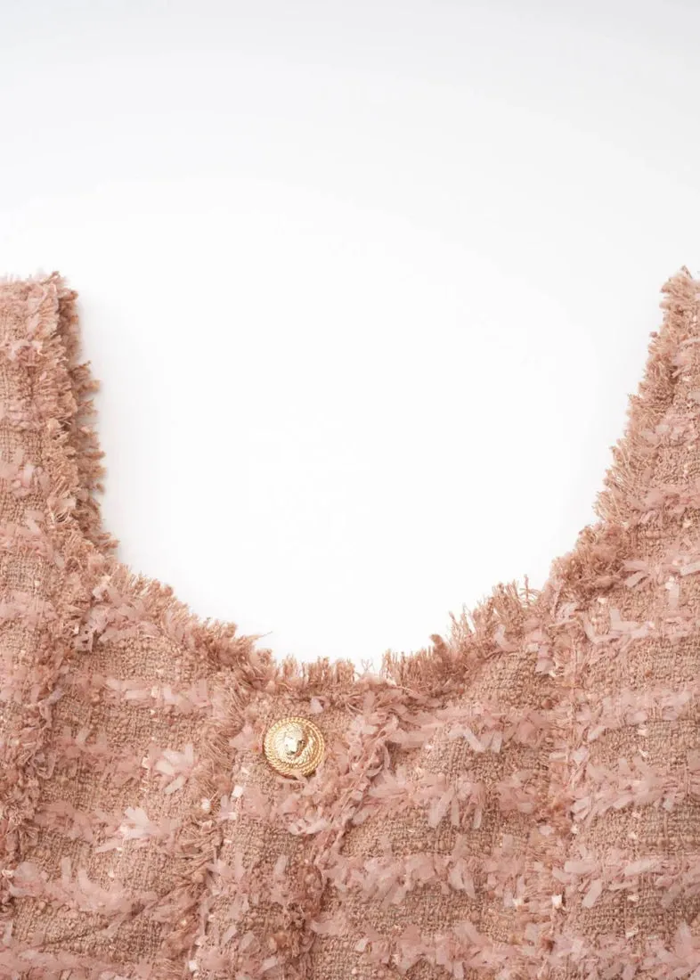June Buttoned Tweed Mini Dress