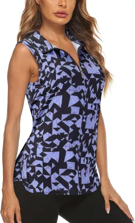 Koscacy Womens Golf Shirts Tank Tops for Women 2025 Loose Fit Sleeveless with Collar Yoga Athletic Running Shirts