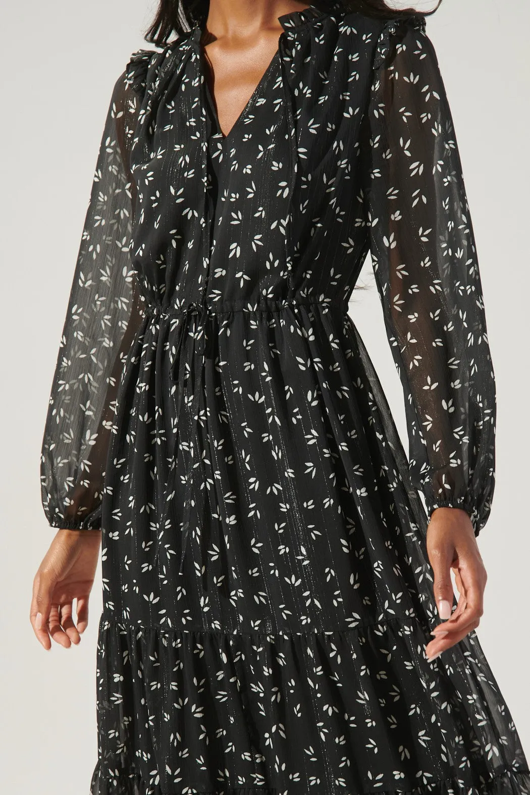 Leila Sheer Sleeve Tiered Midi Dress