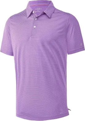 Mens Golf Polo Shirt Moisture Wicking Dry Fit Performance Athletic Short Sleeve Striped Golf Shirts for Men