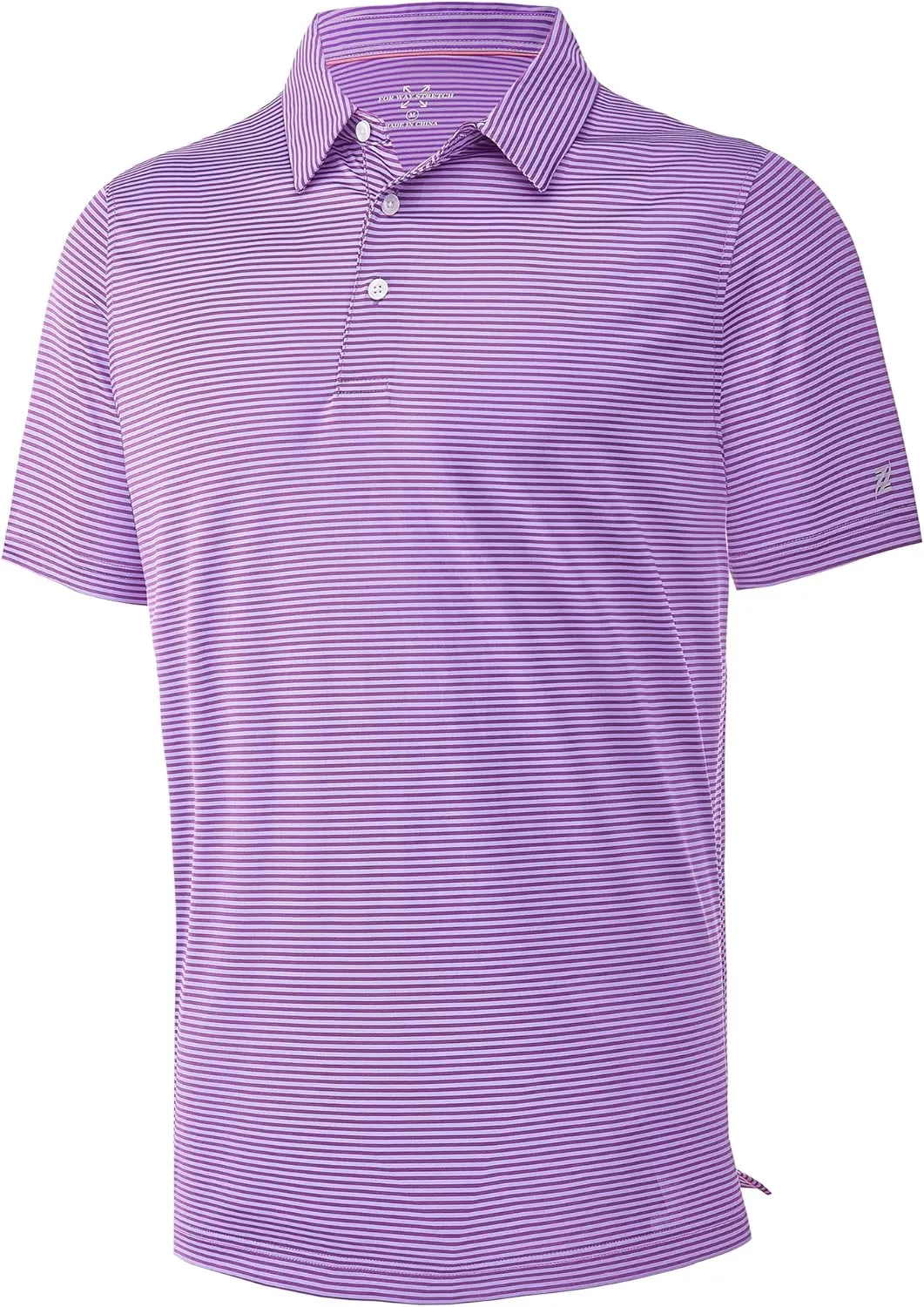 Mens Golf Polo Shirt Moisture Wicking Dry Fit Performance Athletic Short Sleeve Striped Golf Shirts for Men