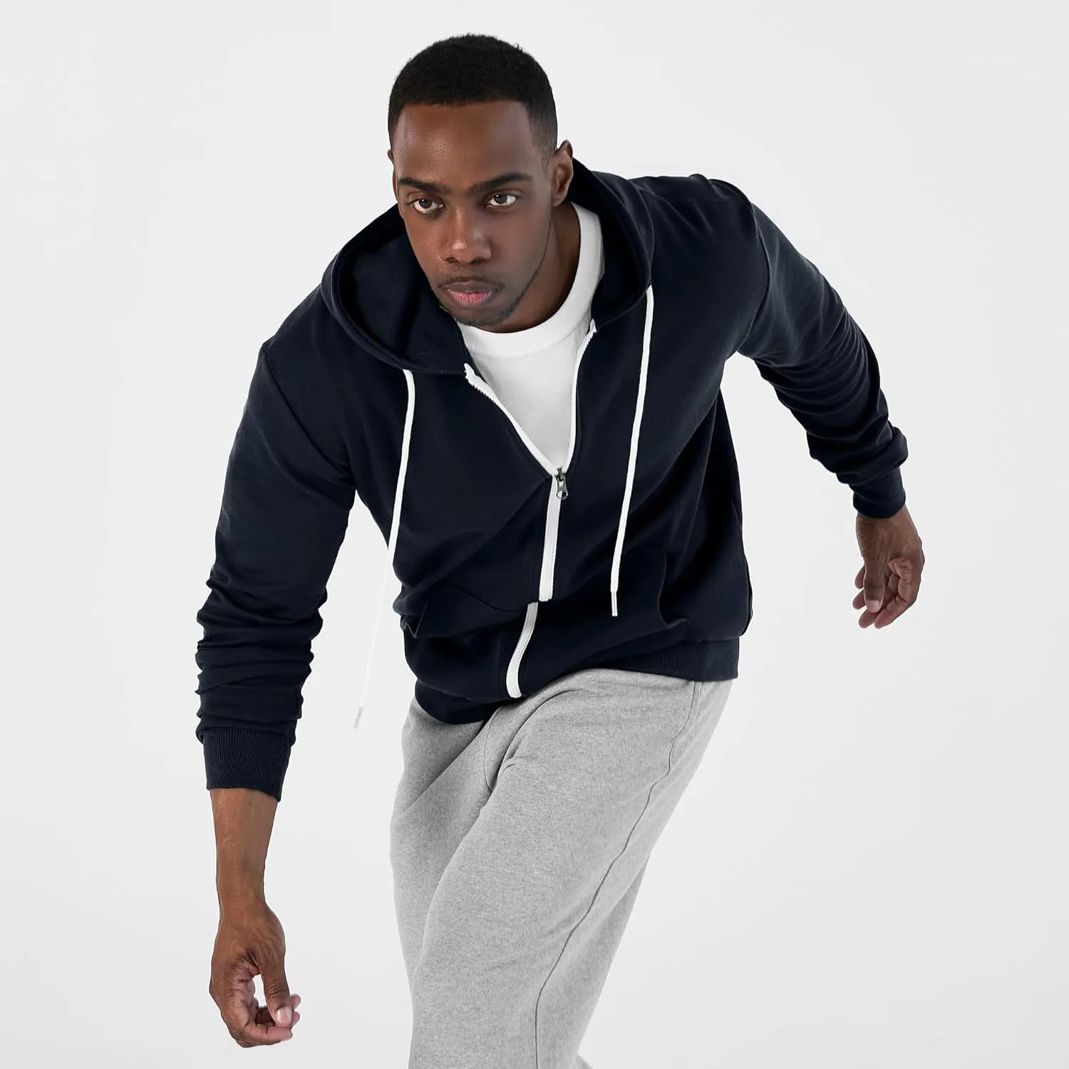 Ohoo Men's Zip Up Hoodie Lightweight Sweatshirt Full Zip Hooded Jacket