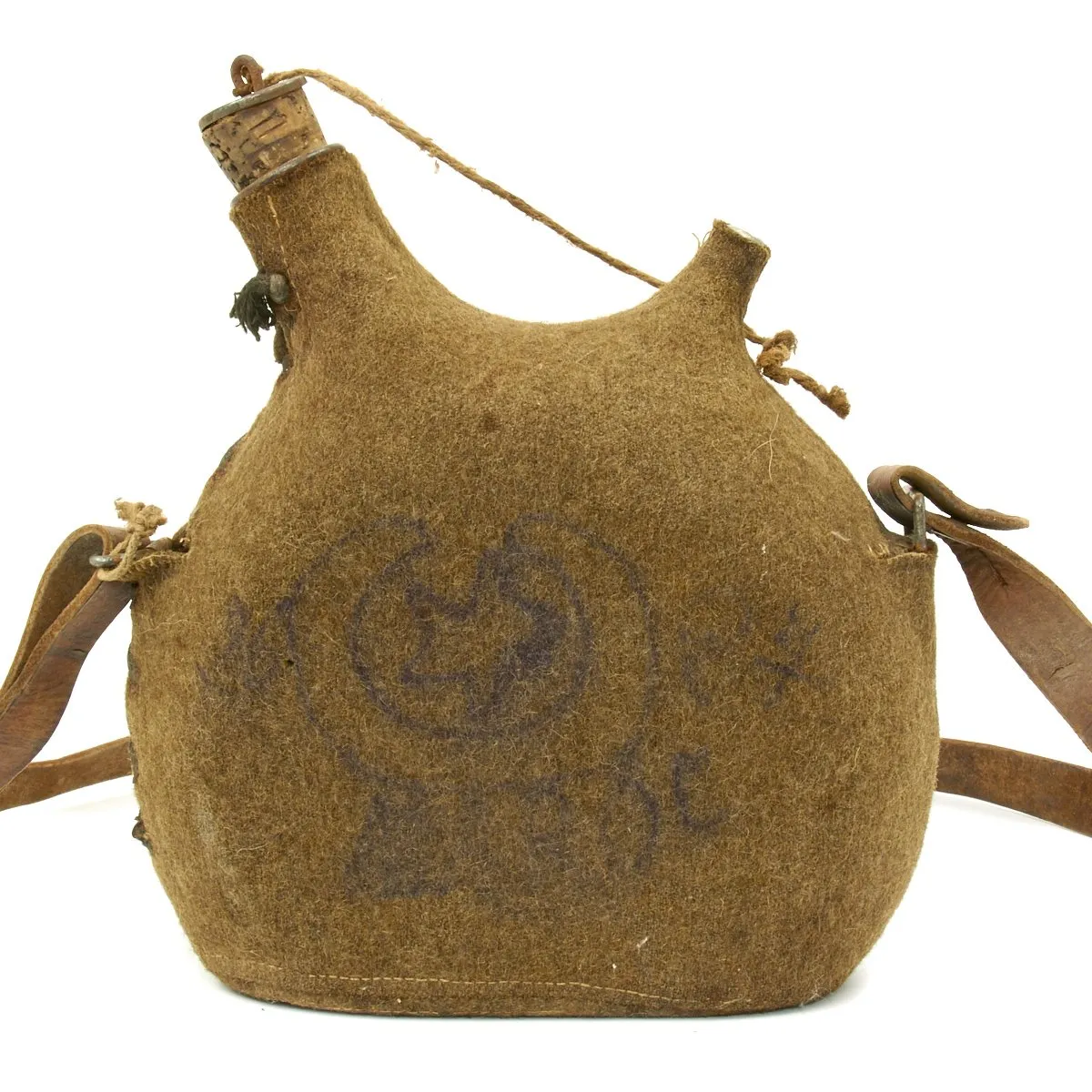Original French WWI Named Model 1877 Canteen - Moroccan Unit Insignia