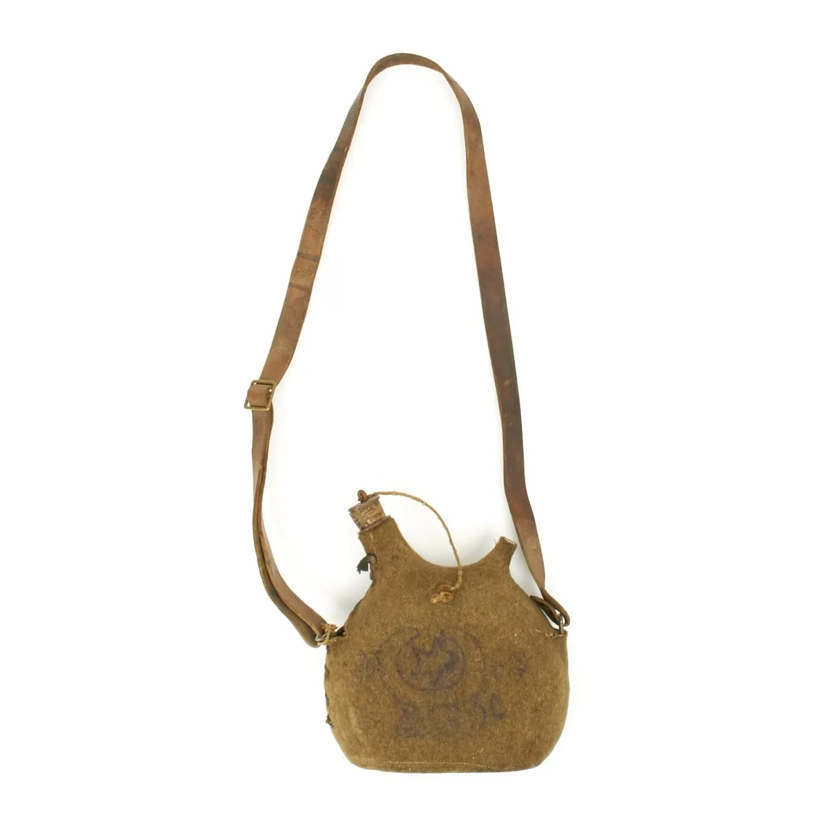 Original French WWI Named Model 1877 Canteen - Moroccan Unit Insignia