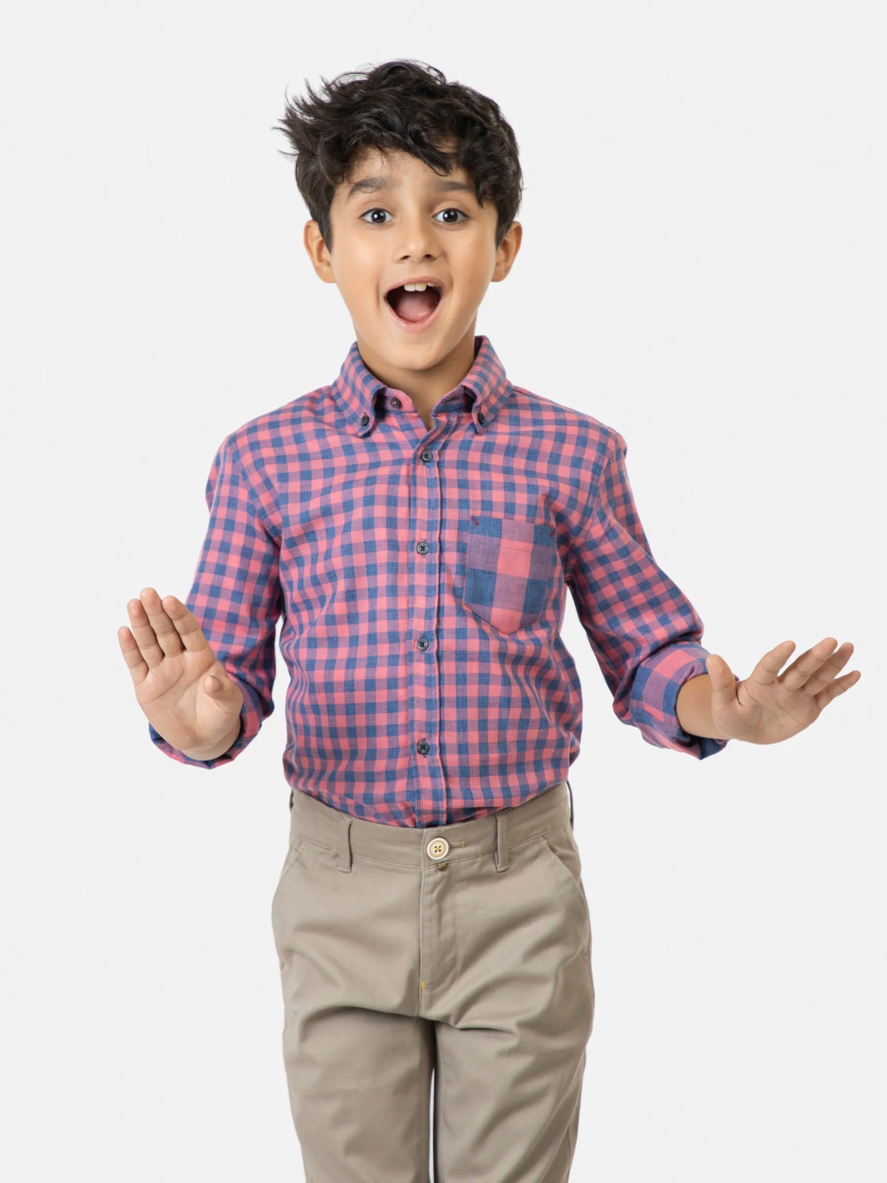 Pink & Blue Gingham Casual Shirt