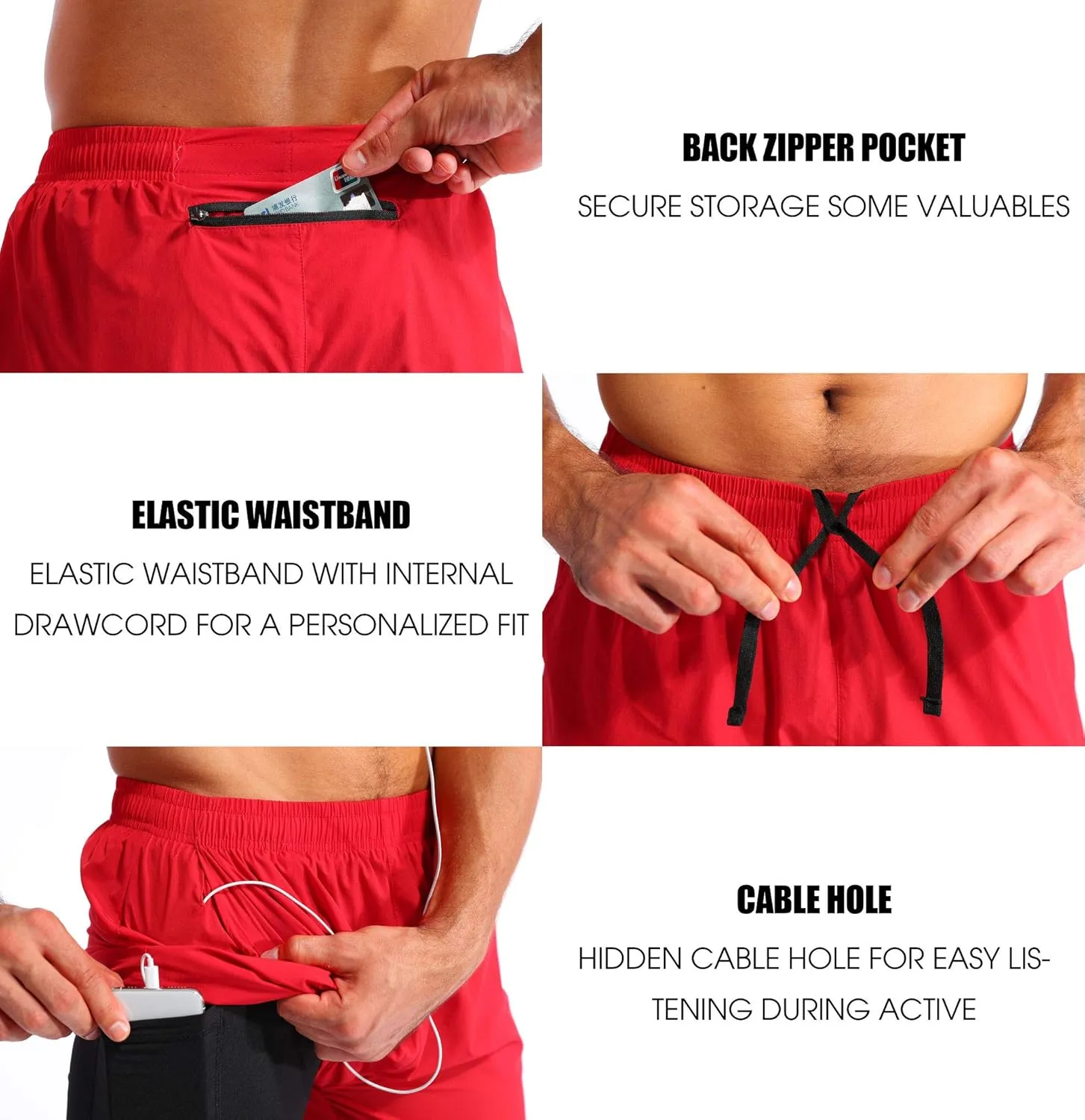 Pudolla Mens 2 in 1 Running Shorts 5"/7" Quick Dry Gym Athletic Workout Shorts for Men with Phone Pockets