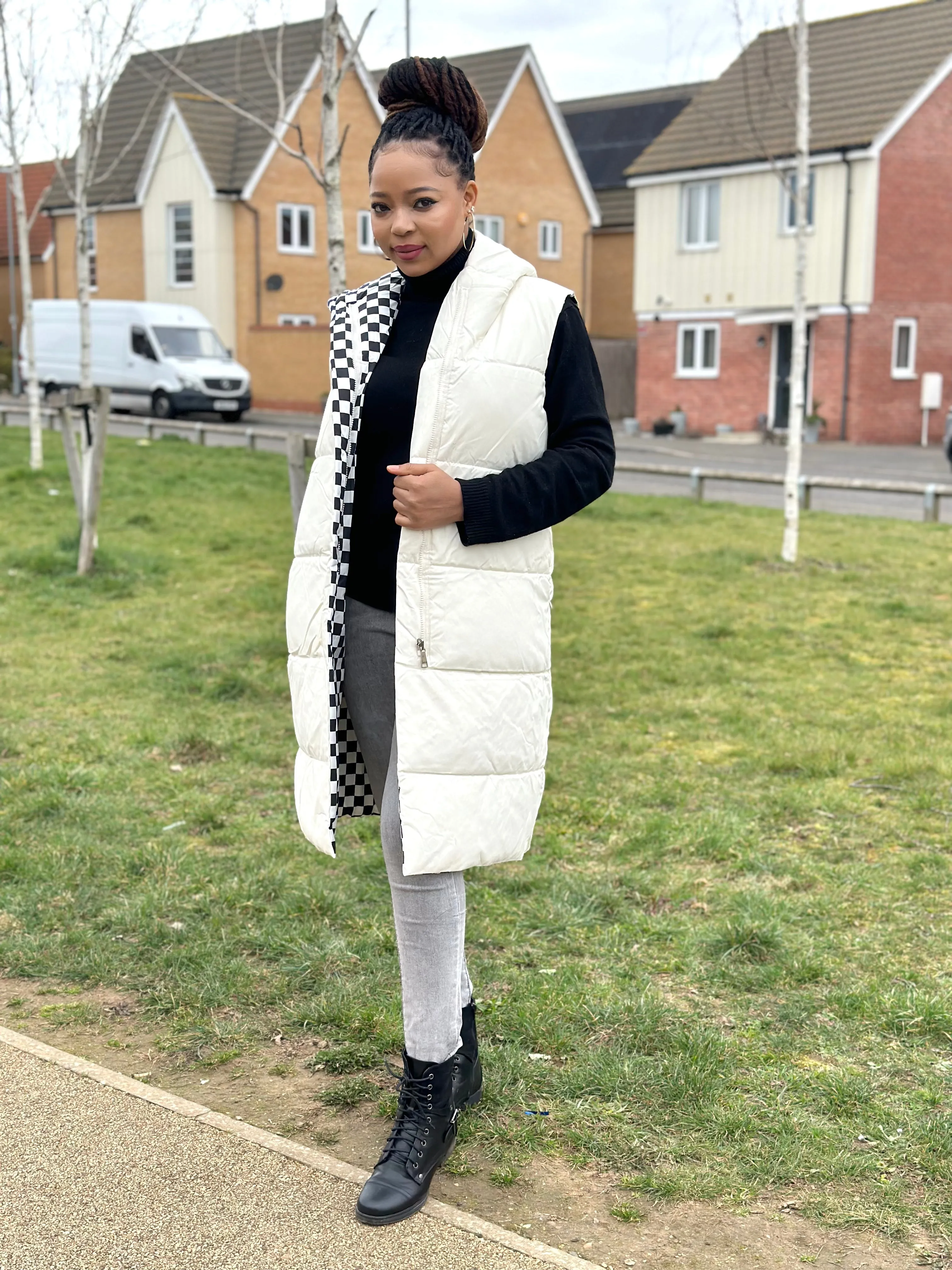 Reversible Hooded Gilet For Women In White