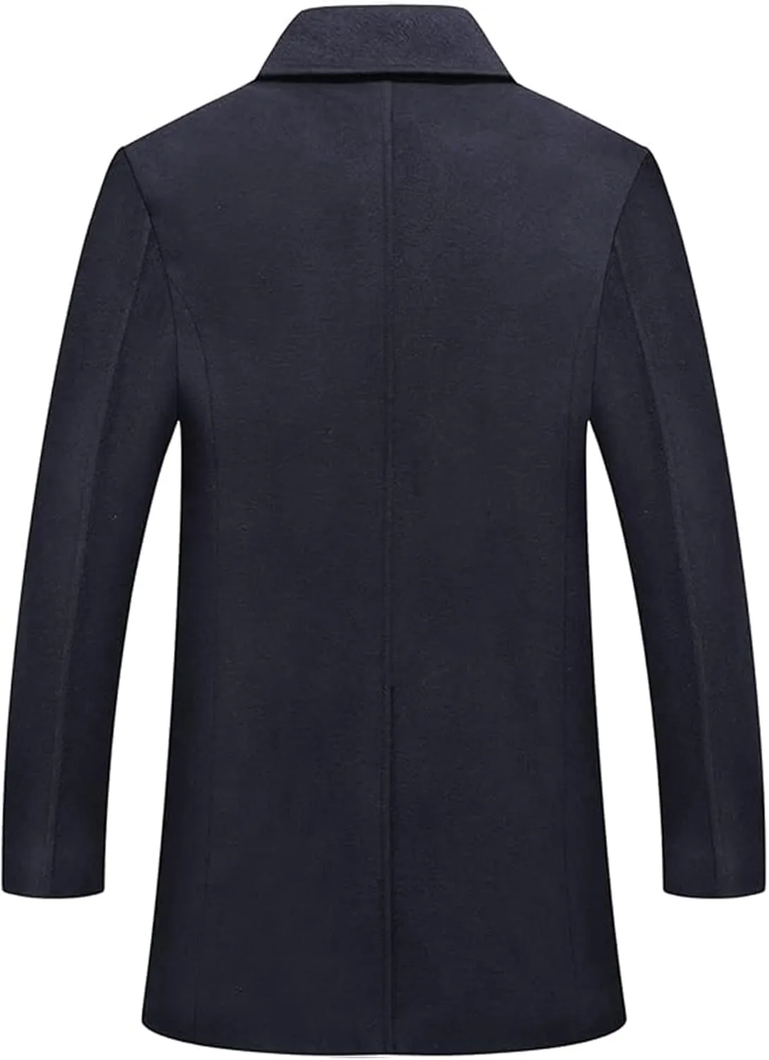 Sexyshine Mens Woolen Blend Trench Coat Pea Coat Double Breasted Notched Lapel Regular Fit Winter Business Overcoat