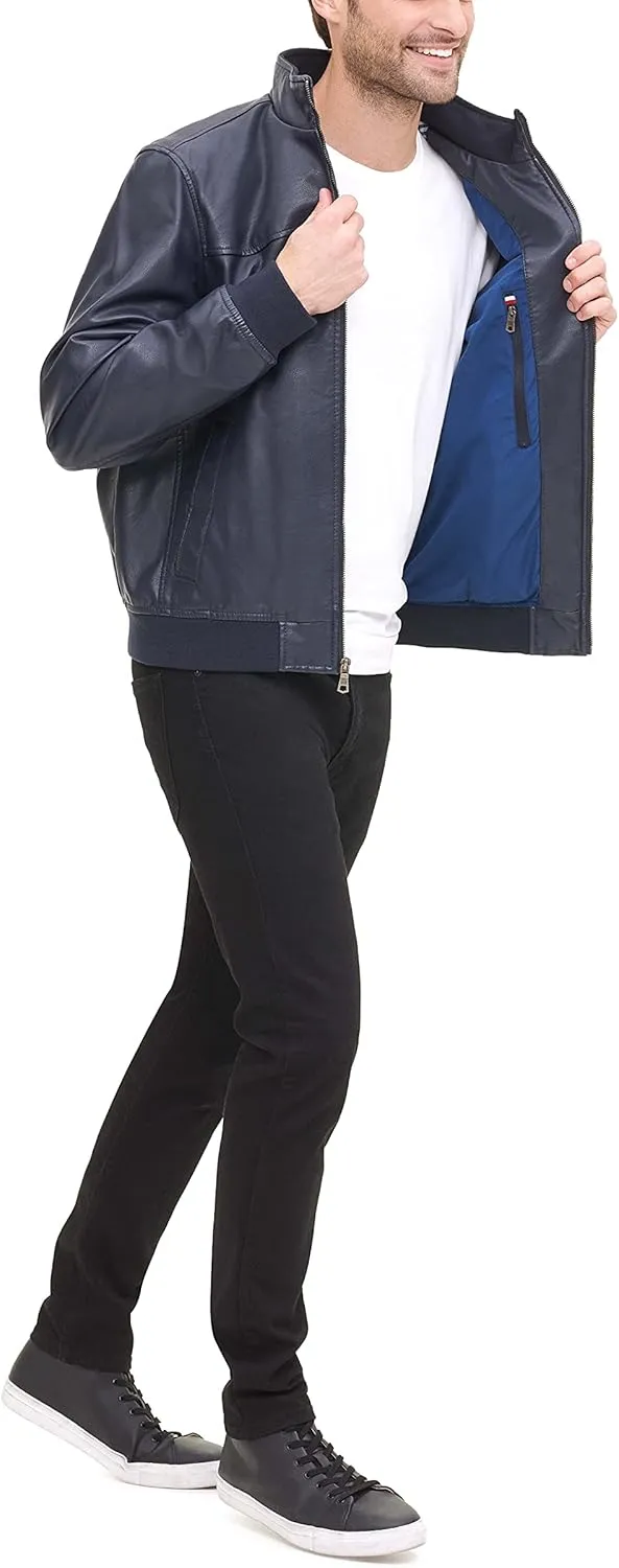 Tommy Hilfiger Men's Faux Leather Bomber Jacket