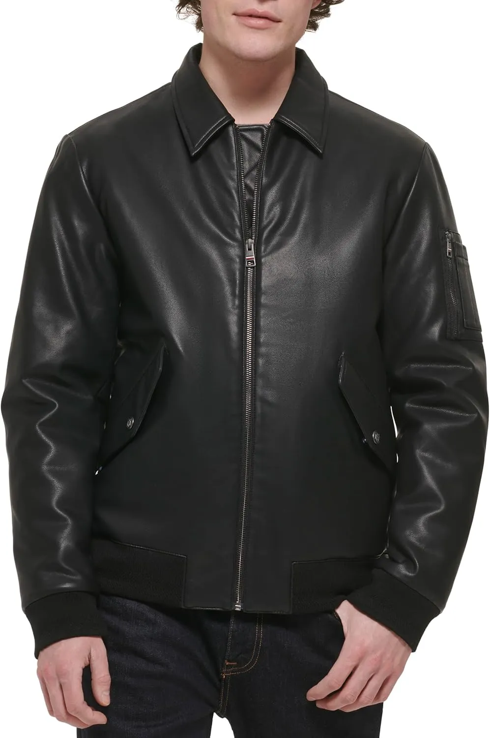 Tommy Hilfiger Men's Faux Leather Bomber Jacket