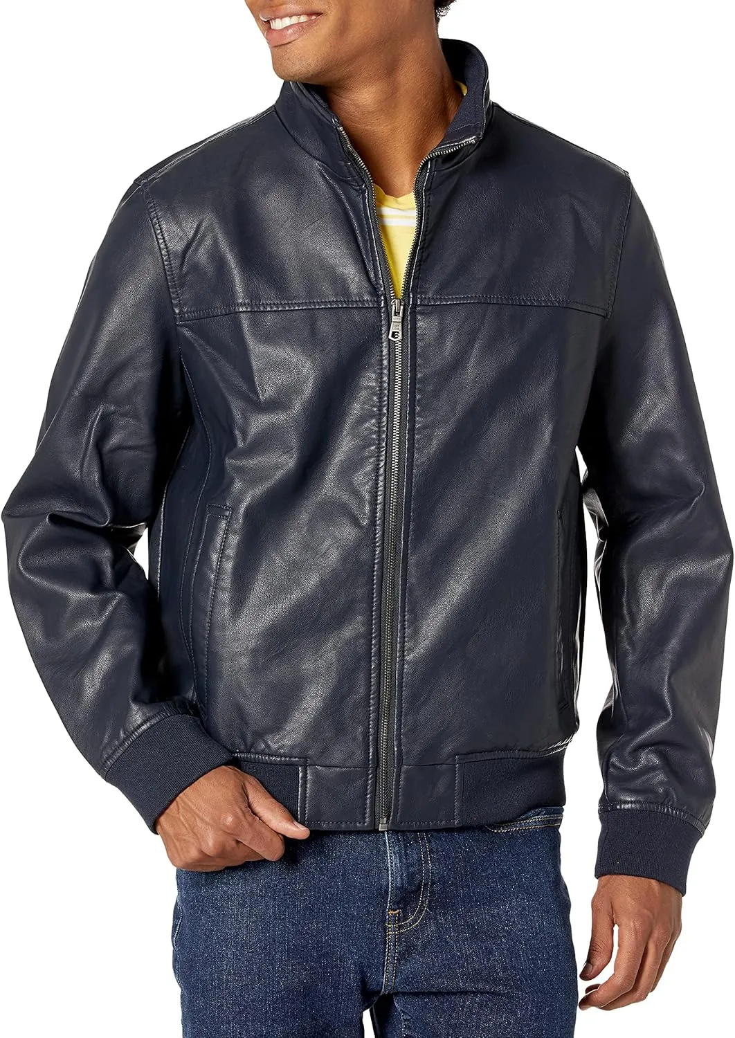 Tommy Hilfiger Men's Faux Leather Bomber Jacket