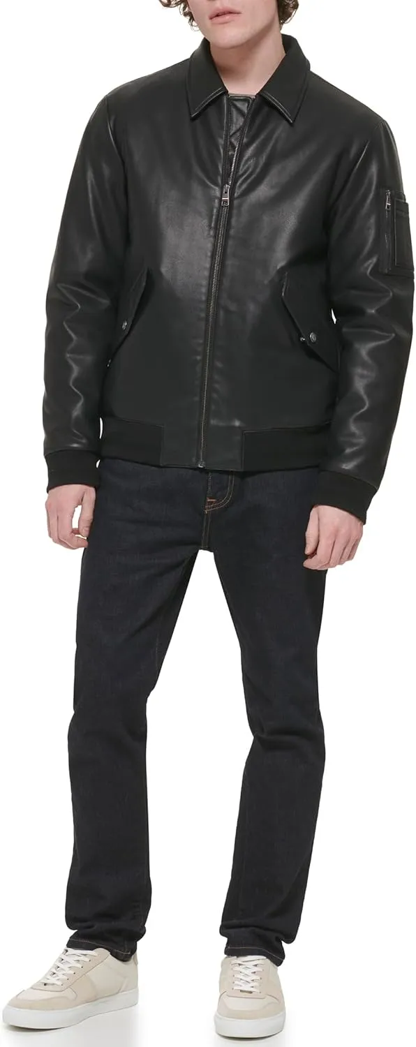 Tommy Hilfiger Men's Faux Leather Bomber Jacket