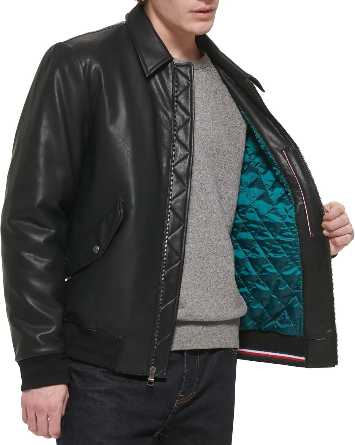 Tommy Hilfiger Men's Faux Leather Bomber Jacket