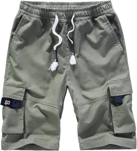 Vcansion Men's Casual Cotton Loose Fit Lightweight Multi-Pockets Cargo Shorts