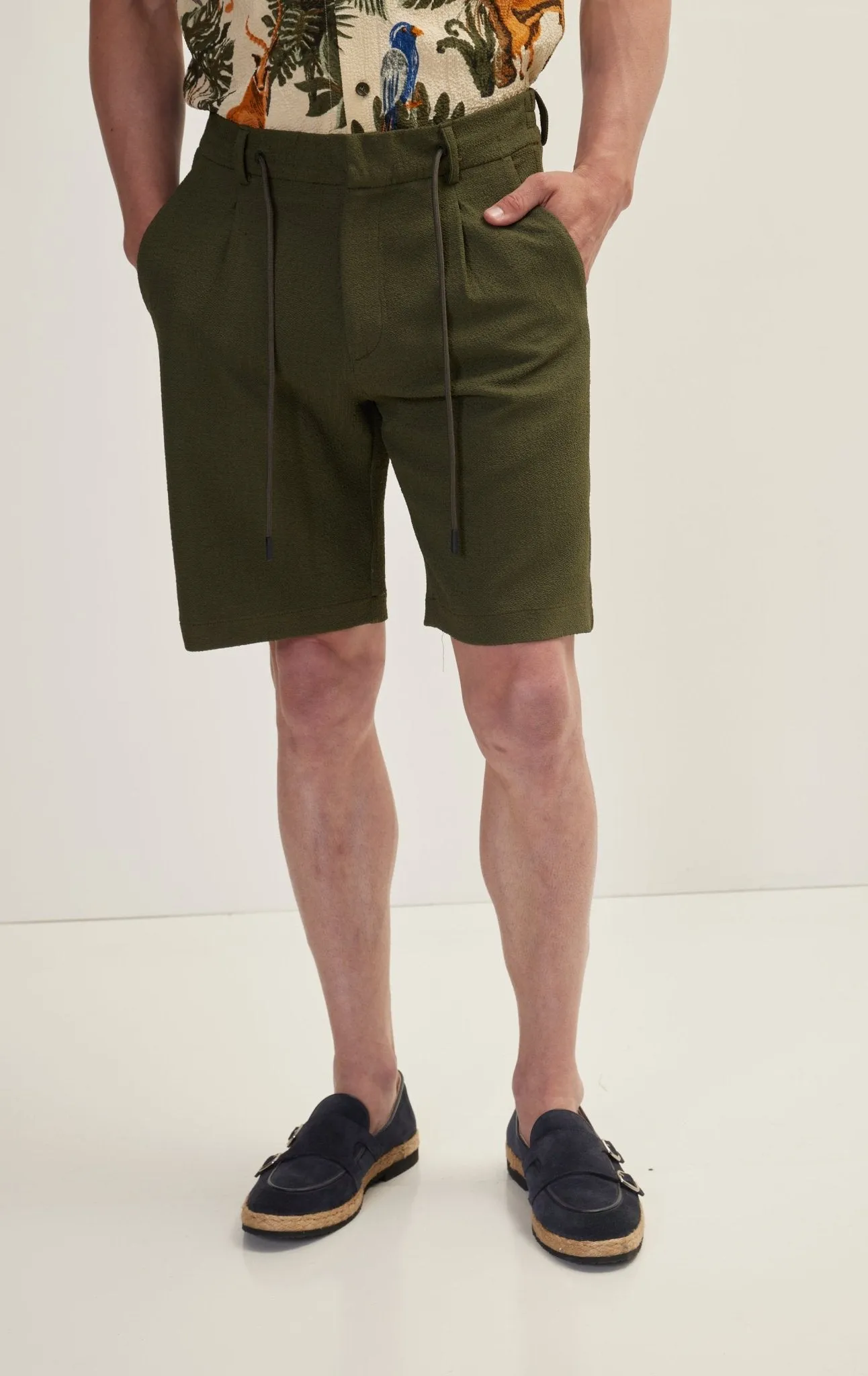 Waffle Stretch Beach Day Shorts - Green