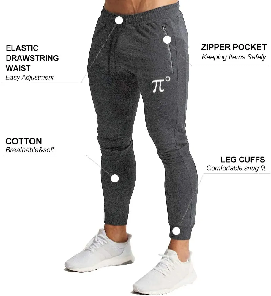 Wangdo Men's Joggers Sweatpants Gym Training Workout Pants Slim Fit with Zipper Pockets