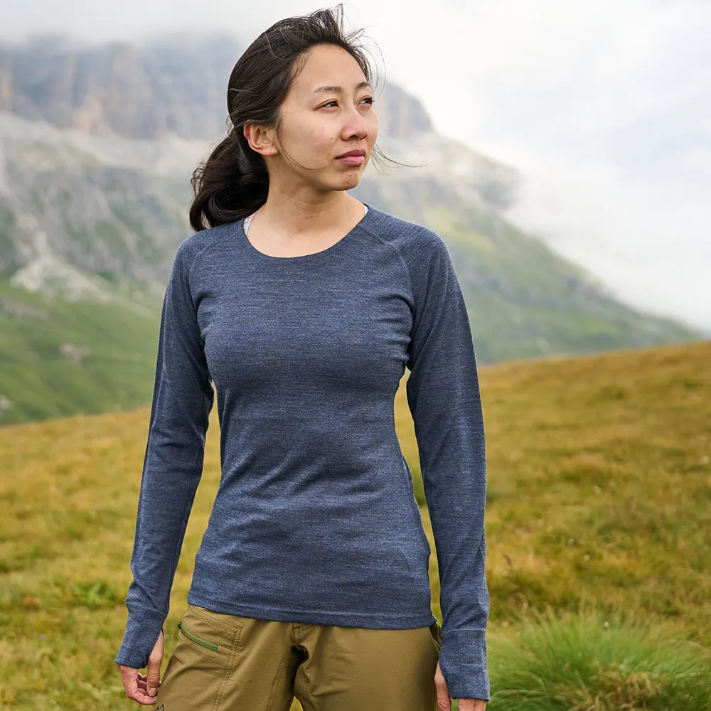 Womens Första Merino Blend Long Sleeve Crew Baselayer (Storm Grey)
