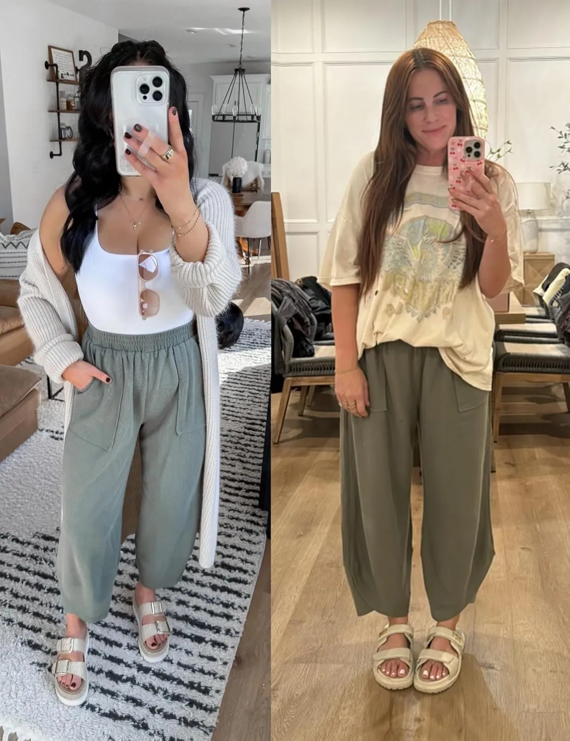 Womens Harem Pants Summer Casual 2025 Elastic Waist Palazzo Baggy Pants Wide Leg Sweatpants with Pockets