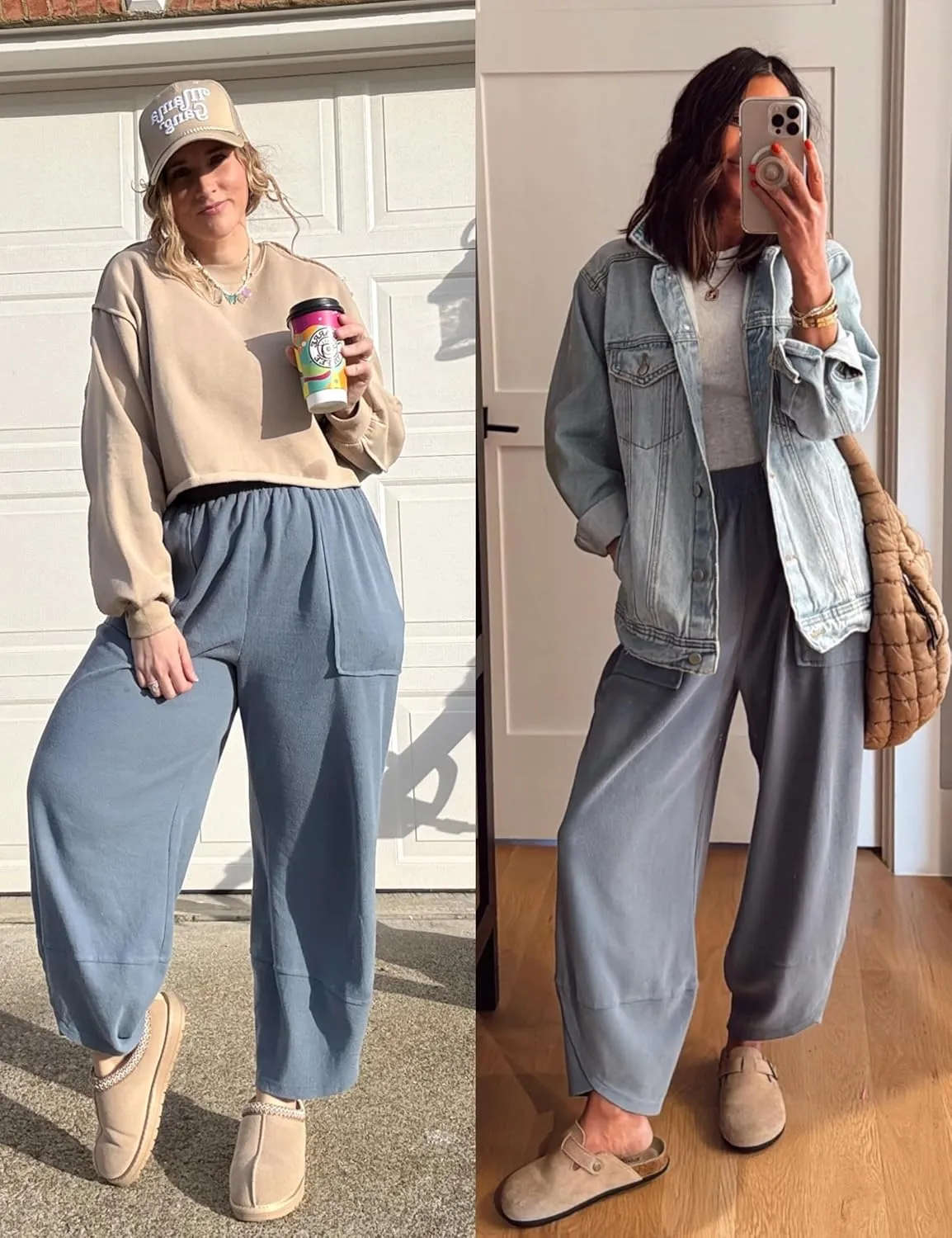 Womens Harem Pants Summer Casual 2025 Elastic Waist Palazzo Baggy Pants Wide Leg Sweatpants with Pockets