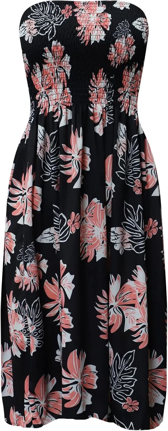 Zyyfly Womens Summer Beach Dresses Strapless Cover Ups Dress Tube Top Sundresses