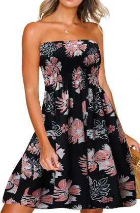 Zyyfly Womens Summer Beach Dresses Strapless Cover Ups Dress Tube Top Sundresses